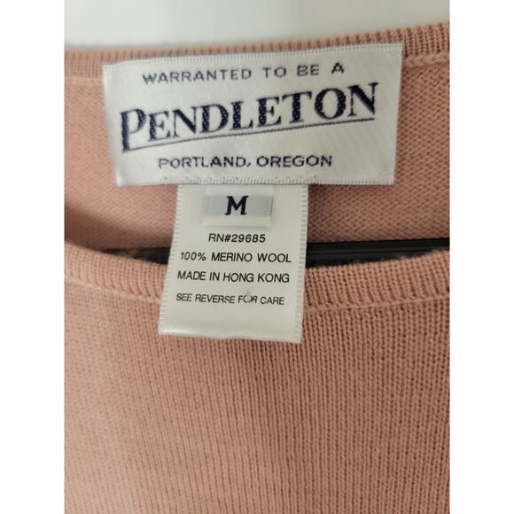 VTG Pendleton Women's 100% Merino Wool Pink Short Sleeve Pullover Sweater Size M - Picture 3 of 4